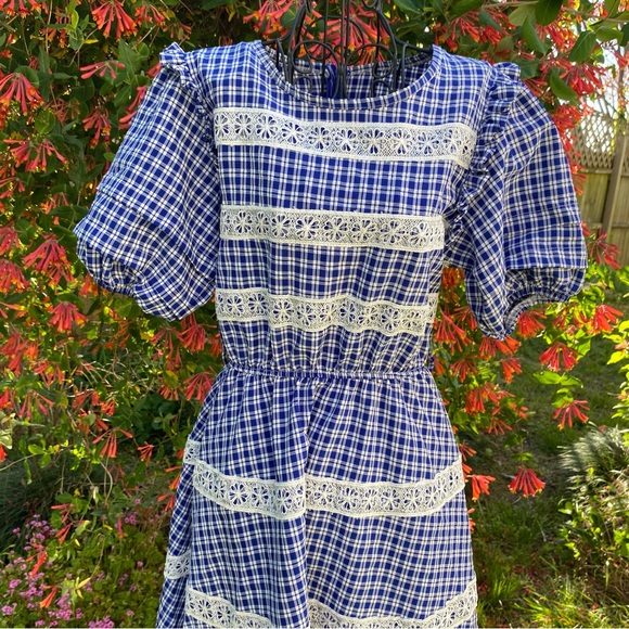 Cottagecore Plaid Prairie Country Vintage Dress - Picture 8 of 16
